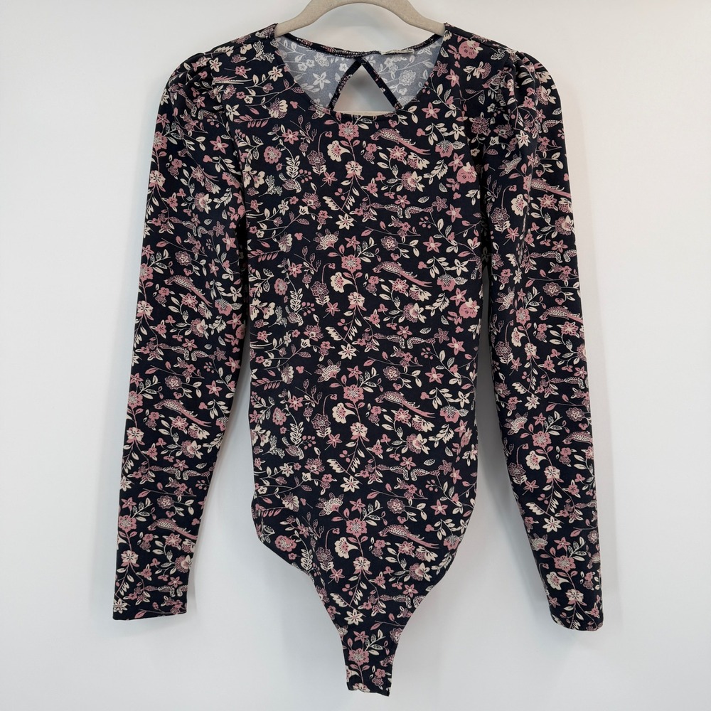 Intimately‎ Free People Floral Tie Back Bodysuit Long Sleeve Large Garden Boho